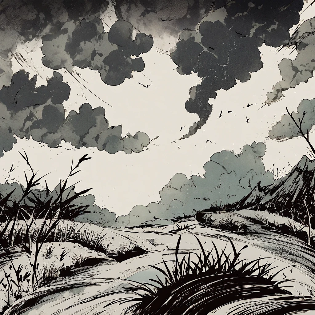 Ink Painting,The world is narrow and winding,Many disasters and life and death dangers。Like catkins flying in the sky,Regardless of the clouds and mud, the intention is consistent。