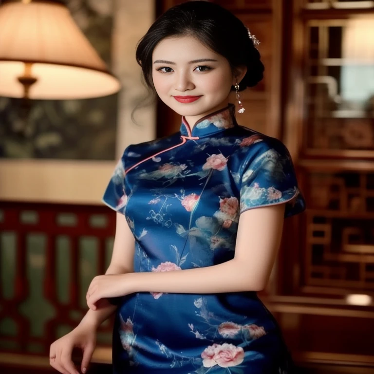 Asian woman Arav in red dress poses for photo, wearing a red Cheongsam, Cheongsam, Chinese dress, Chinese style, traditional chinese, Chinese woman, with ancient Chinese clothing, expensive silk, traditional chinese clothing, Chinese girl, Chinese dress, Gorgeous Chinese model, beautiful oriental woman, Chinese princess, สวมชุดCheongsamสีน้ำเงิน, Wearing a bright red dress 8k, 3-D, 45,000,000,000 pixels, Too realistic,