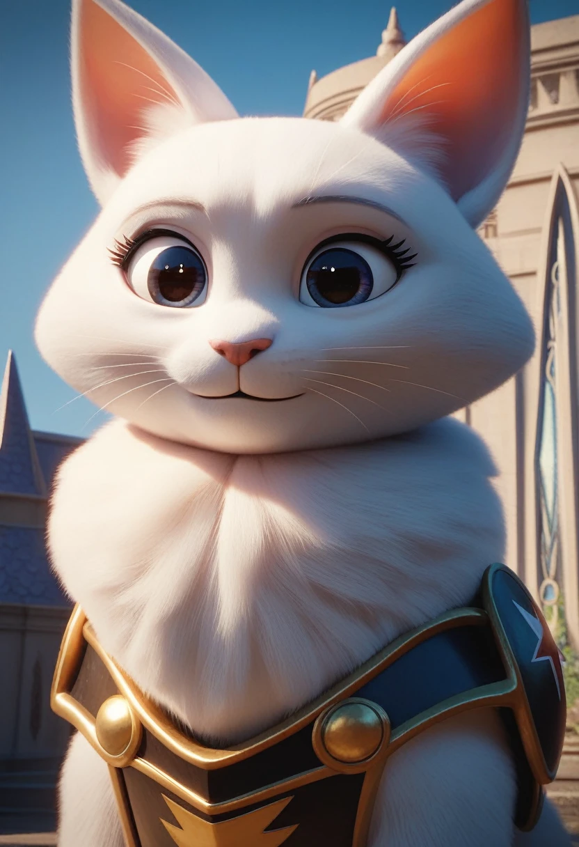 Close-up shot of a cat, whole body, Holds a lightning-charged sword, Wearing dark armor, Castle Background, High resolution, masterpiece, Highest quality, Super detailed, Super detailed, Ultra-realistic,
Hong Kong Style, 3D Fluffy, Cute and adorable close-ups, Cute big round reflective eyes, Long fuzzy fur, Pixar Rendering, unreal engine Cinematic smooth, Exquisite detail, Cinematic