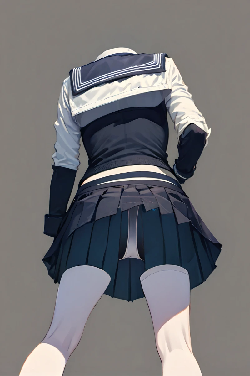 nobody, (masterpiece, best quality:1.2), 1 girl, solo, (lace panties0.8), from behind, from below, miniskirt