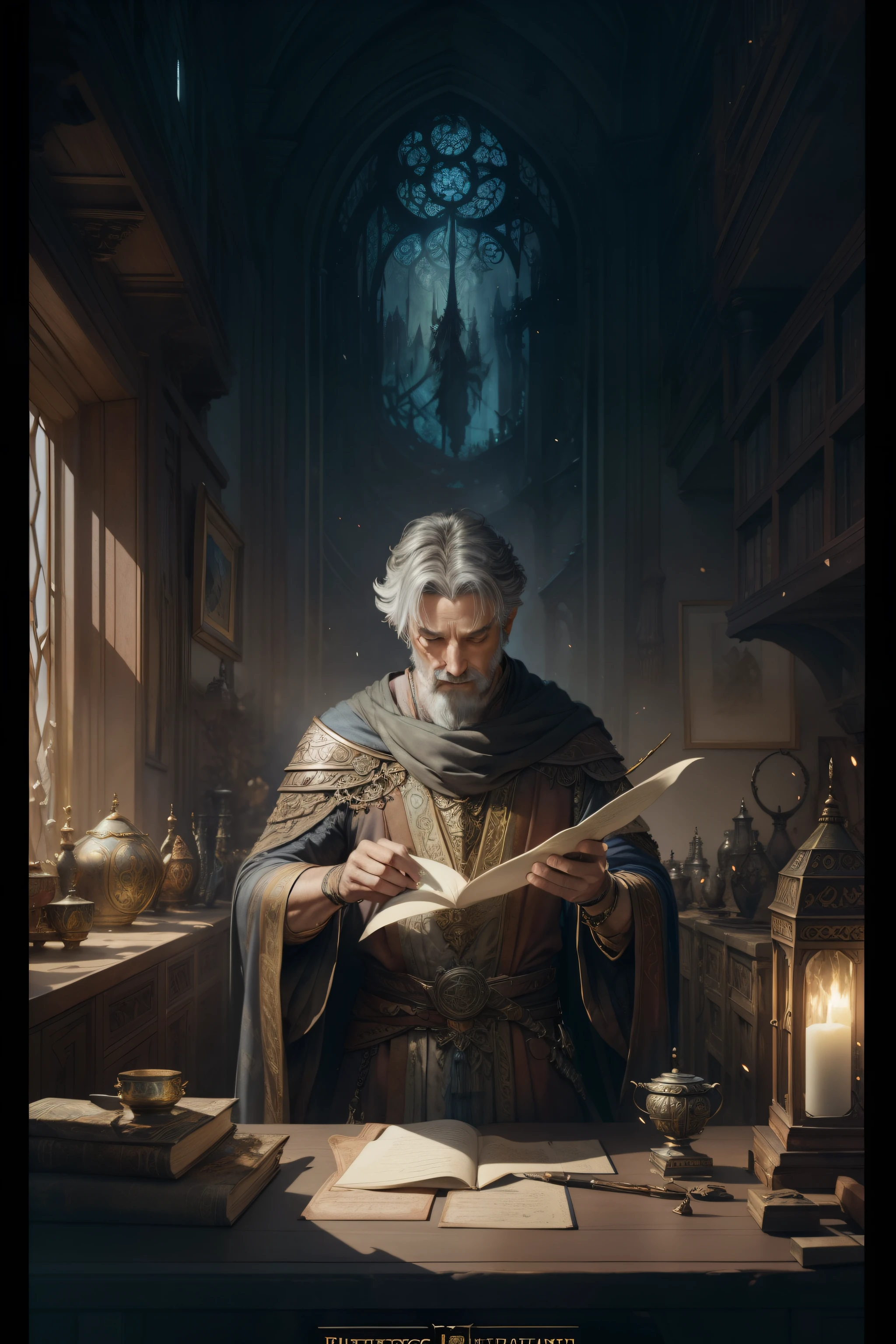 fantasy king holding a scroll and looking forward, line art watercolor wash, concept art, by Brian Froud and Carne Griffiths and Wadim Kashin and John William Waterhouse, intricate details, 8k post production, high resolution, hyperdetailed, trending on artstation, sharp focus, studio photo, intricate details, highly detailed, by greg rutkowski