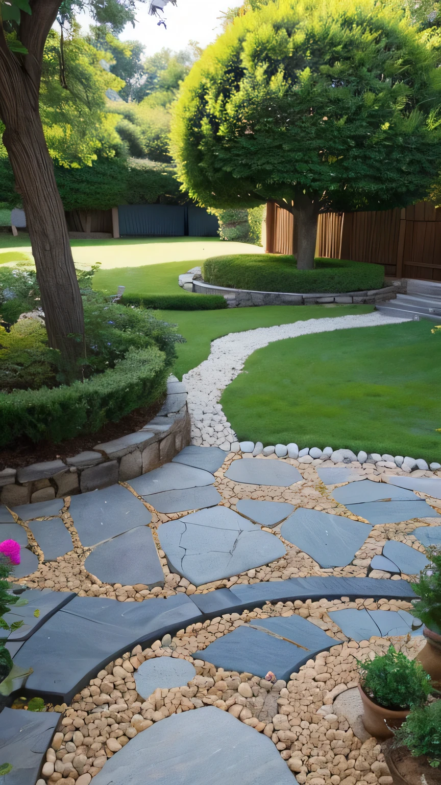 garden, A Tree, Lots of small stones on the floor, 태양열