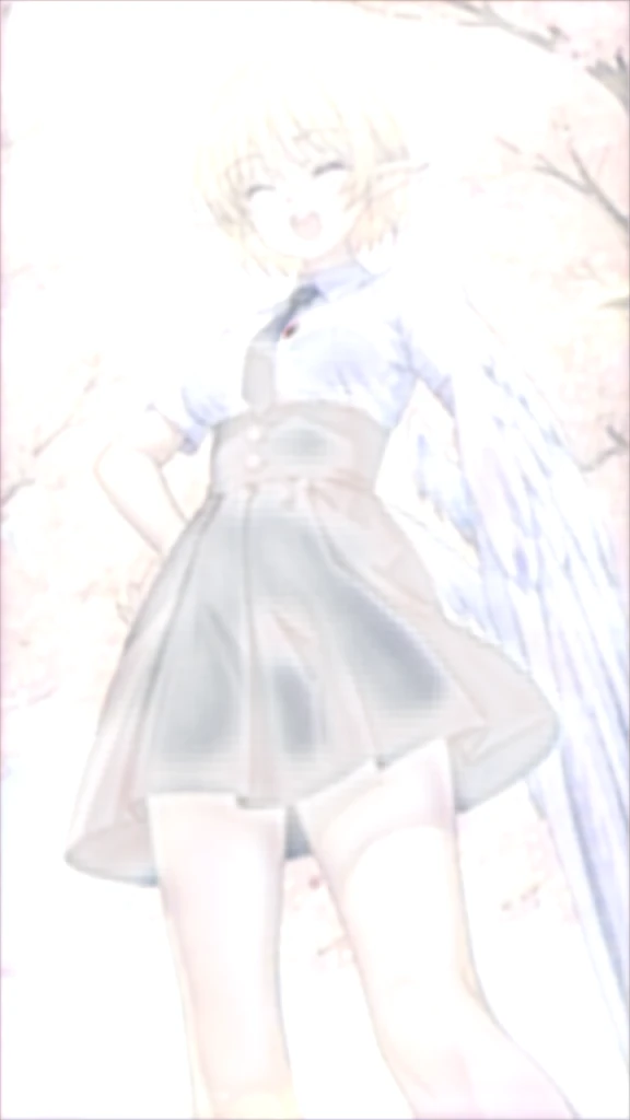 masterpiece, best quality, absurdres, kamogawa,1girl,20s,happy,white shirt,black standard tie,short sleeves,white school skirt,short hair,blonde hair,pointy ears,(harpy,harpy wings), shiny skin, (medium breasts:1.4), outdoors, cherry blossoms, tree, petals, (falling petals:1.2), sunlight, lens flare, spring days, sky, natural lighting, soft lighting, backlighting, intricate shadow, hdr, volumetic lighting, highly detailed background, messy background, (twightlight:1.2) (one eye closed:1.2), open mouth, light smile, (happy:1.2), hand on hip, from below,