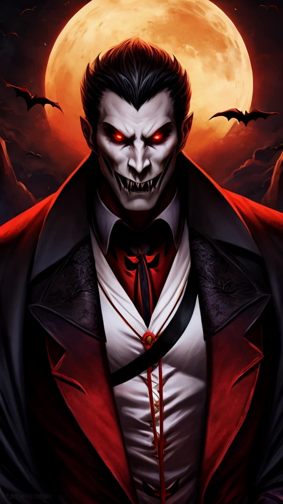a close up of a person in a suit and tie with a red tie, Count Dracula, morbio, alucard, in the style of the work of dan mumford, omen from valorant, Portrait of the sinister teacher, amazing wallpaper, phone wallpaper hd, symmetry!! portrait of hades, high definition artwork, dracula, vampire lord, 4K Wallpaper, 4K Wallpaper
