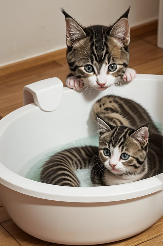 Generates a bb kitten bathing