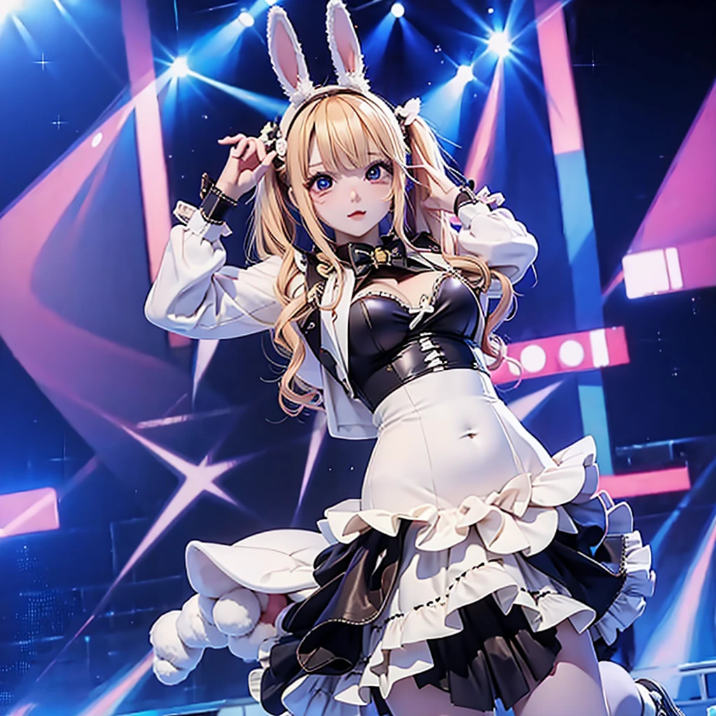 Jisso k-pop idol, dressing a bunny suit, huge, detailed body