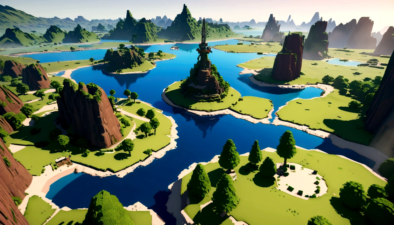 arte de pixel island destination landscape. a noite. 3D arte de pixel wallpaper 4K. Amazing arte de pixel detail. arte de pixel. ondas de vapor. Detailed Unreal Engine arte de pixel, mistérios, aventura, jogos, isla, country, games