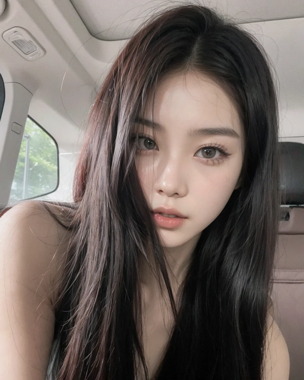 Korean girl with red hair 