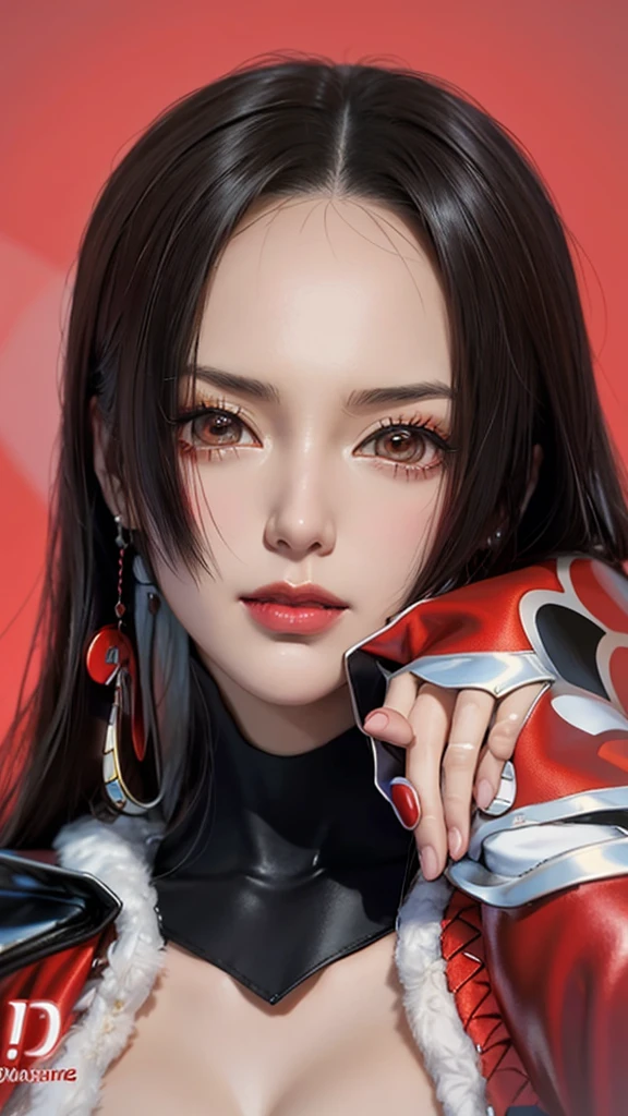 a close up of a woman with a red jacket and earrings, nico robin, artgerm. anime illustration, made with anime painter studio, masayoshi suto and artgerm, artgerm. high detail, artgerm colorful!!!, beautiful character painting, range murata and artgerm, stunning anime face portrait, from one piece, beautiful anime woman