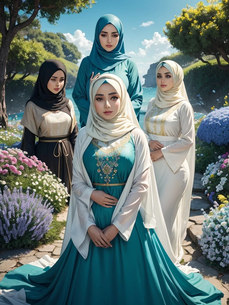 RAW, Best quality, high resolution, masterpiece: 1.3), beautiful Malay woman in hijab (iu:0.8)1beautiful Malay woman in hijab ,big breast,soft smile, there is a woman standing next to a vase with flowers, wearing an ornate outfit, wearing an elegant tribal outfit, full body picture, intricate outfit, full body photogenic shot, portrait full body, white hijab, wearing beautiful clothes, highly aesthetic, zenra taliyah, traditional beauty, wearing an elegant outfit, with lovely look, traditional kebaya javanese dress, traditional clothes, (((3 girls:1.5, girls standing with bikini)))((All Original Characters Art by Mschiffer))) a group of 8 HIJAB MILF mature woman's together 38 years old with various expressions (((Feliz, assustada, apaixonada, chorando, rindo))) ((Imagem 16k)) HDR ,super realista ,qualidade RAW,(detalhes hiper-realistas) Film style ,cores vivas, (((Wearing a sexy belt design by GUCCI))) bikini Realistic, Photorealistic: 1.37), (8k, RAW Photos, Best Quality, Masterpiece: 1.2), Very Cute Woman, Ultra Detailed, Heart-Shaped Pupil, Physically Based Rendering, Ultra High Resolution, Kodak Vision Color, Shot with Arricam LT Camera, Bokeh, Sharp Focus, ((Correct Anatomy: 1.2)), Watch Viewer, Real, Photorealistic, top quality, highly detailed face, (Fox ear shaped hairband: 1.2)) ponytail, highly detailed eyes and face, beautiful detailed eyes, double eyelids, (((unforgettable smile: 1.2)), red cheeks, hair fluttering in the wind, ((upper body)),(((wearing: choker diamond collar necklace, ear rings, jewelry)))