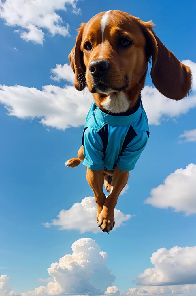 A dog iflying in the sky