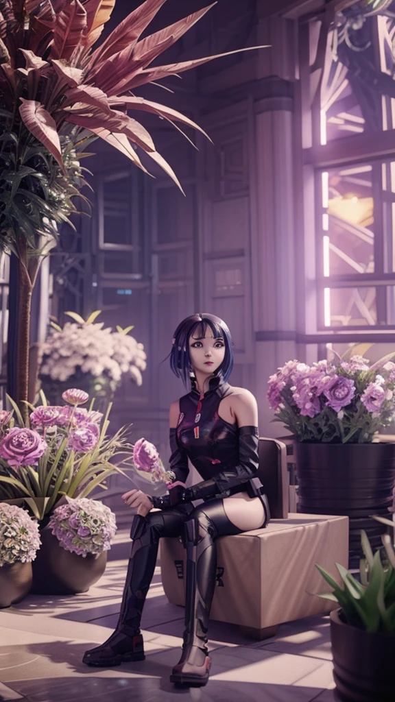a young boy sitting in front of a giant alien plant, cgsociety 9, cgsociety ), nekro xiii, nekro iii, cgsociety, love death and robots, dreampunk romanticism artwork, kind cyborg girl with flowers, 2. 5 d cgi anime fantasy artwork, still from alita, realistic anime 3 d style, high definition cgsociety