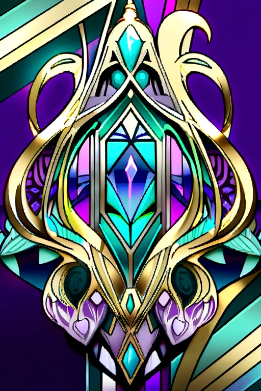 Logo for a jewelry company with cut gems in the colors Paraíba tourmaline cyan blue neon, blue green emerald, deep purple amethyst, with a jewelry design in silver and gold rings following the paisley format