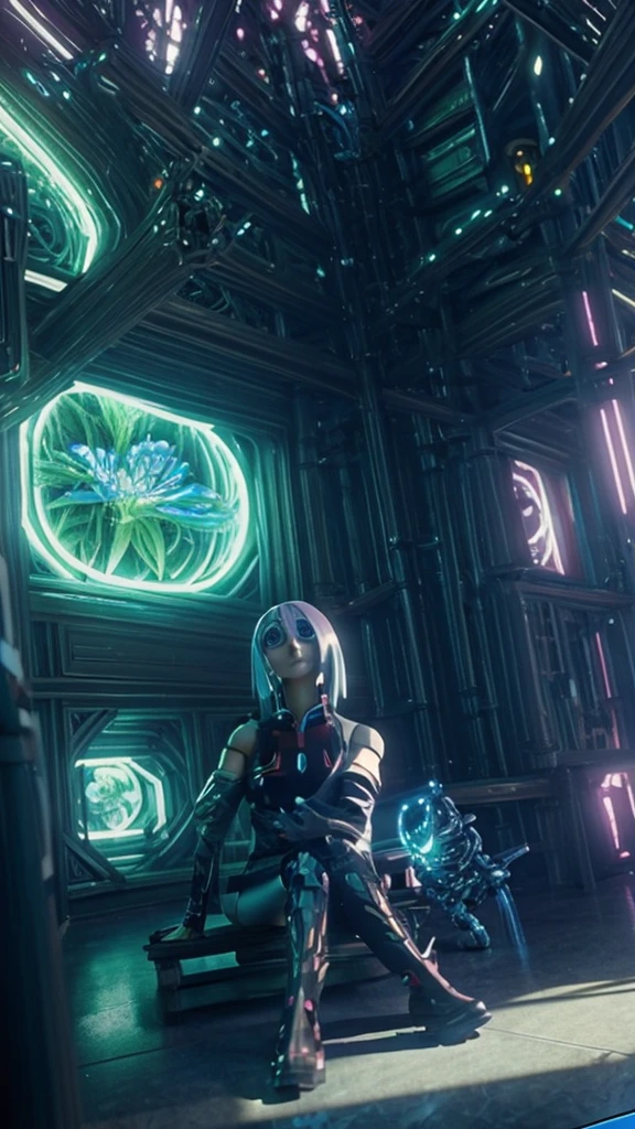 a young boy sitting in front of a giant alien plant, cgsociety 9, cgsociety ), nekro xiii, nekro iii, cgsociety, love death and robots, dreampunk romanticism artwork, kind cyborg girl with flowers, 2. 5 d cgi anime fantasy artwork, still from alita, realistic anime 3 d style, high definition cgsociety