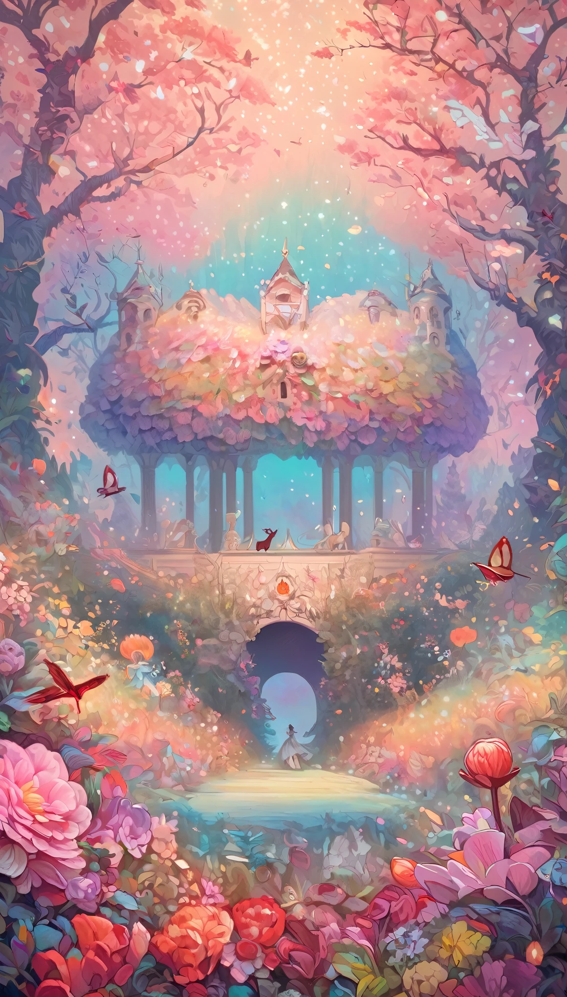 portrait, Aesop's Fables, Andersen's Fairy Tales, Grimm's Fairy Tales, The Nutcracker-like illustration style, best quality, super fine, 16k, incredibly absurdres, extremely detailed, 2.5D, delicate and dynamic, cute animals, glitter effect, background pastel and vivid color forest