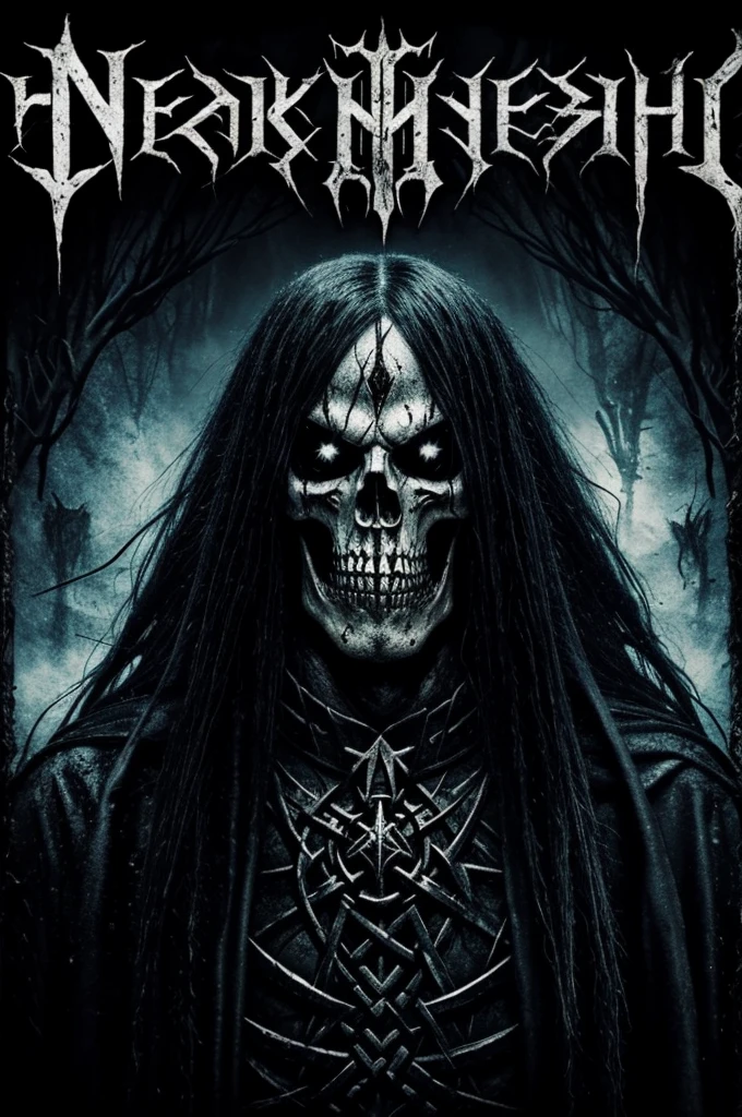 A black metal band logo with dark fonts, rare, unique, remarkable and terrifying call "Necrosis"