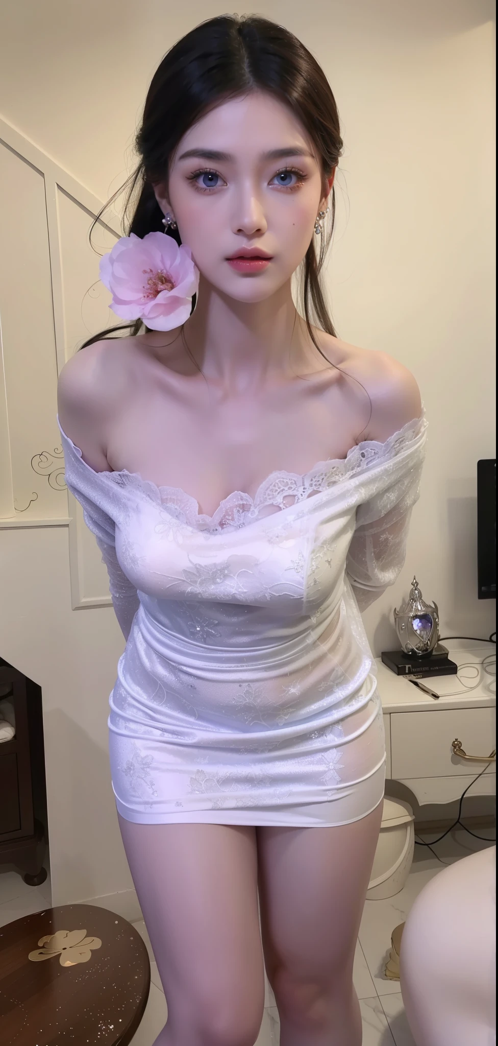 Royal sisters,Exquisite eyes,Frozen queen,Put the crown on your head,Detailed facial expressions body,tall and big,Glamorous characters,Leg length,4K,HD,Sensual,White translucent lace,白皙Full figure,Little cherry mouth,Beautiful and lovely,Full figure,Glossy Gel Coat,Vampire Queen in luxurious gown,Have a tattoo(Intricate tattoo designs),Ice Princess,Rich facial details,16 Year Old Angel,Eyes are blue(Pupils as deep as the starry sky),Gorgeous silk(Silky reflective),