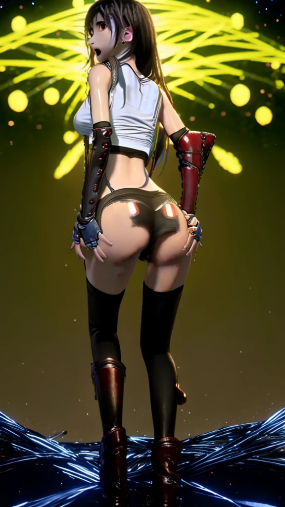 ((best quality)), ((masterpiece)), (detailed),
beautiful and cute and charming anime in real life, at night forest, she has white skin, bright blue eyes, slim body, small face, long blonde hair, bangs hair, big breats, big boobies, big ass, she nudes, wearing white tight summer tank crop top spaghetti strap sexy Short Low Waist Sexy Micro Hot Pants Jeans Ripped and cute big glasses, she caught in rain, all her clothes and skin is wet, her cleavage and nipples is visible, seductive pose, she bite her lip, full body,