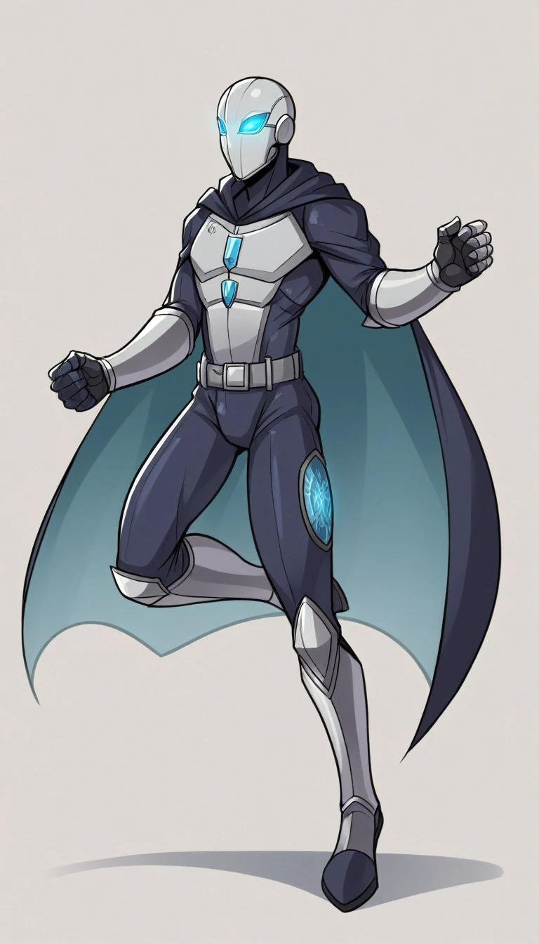 ### VaayuAstra's Costume Design

**Concept:**
VaayuAstra's costume should reflect his connection to the wind and nature while exuding a heroic and formidable presence. The design should be both practical for combat and visually striking, symbolizing his role as a guardian and warrior.

**Color Scheme:**
- **Primary Colors:** Deep Blue and Silver
- **Accent Colors:** White and Metallic Gray

**Material:**
- Lightweight and durable fabrics such as kevlar and reinforced spandex for flexibility and protection.
- Sections of the costume could be made from high-tech materials that can withstand extreme weather conditions and physical impact.

**Details:**

1. **Body Suit:**
   - **Base:** Deep blue bodysuit that fits snugly, allowing for maximum mobility.
   - **Patterns:** Silver patterns resembling swirling wind currents running along the arms, legs, and torso, symbolizing his control over the air.

2. **Chest Emblem:**
   - A silver emblem of a stylized wind gust on the chest, glowing faintly with an ethereal light to signify his divine powers.

3. **Cape:**
   - **Design:** A detachable, knee-length cape in a gradient from deep blue to white, mimicking the appearance of clouds and wind.
   - **Functionality:** Lightweight and designed to flow gracefully in the wind, enhancing his aerodynamic movements.

4. **Mask:**
   - **Style:** A sleek, silver mask covering the upper half of his face, with wind-like designs etched into it.
   - **Features:** Advanced lenses integrated for his extraordinary vision abilities, allowing him to see through obstacles and across great distances.

5. **Gauntlets and Boots:**
   - **Gauntlets:** Silver, reinforced gauntlets with built-in tech for controlling his wind blasts and channeling energy.
   - **Boots:** High-tech boots designed for super speed and enhanced grip, featuring silver accents and wind motifs.

6. **Utility Belt:**
   - A metallic gray belt with compartments for storing gadgets, communication devices, and essential items