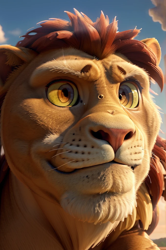 muscular lion, giant muscular lion, lion with gigantic biceps, fairytale style, fantasy animal, (best quality,4k,8k,highres,masterpiece:1.2),ultra-detailed,(realistic,photorealistic,photo-realistic:1.37),extremely detailed musculature, extremely detailed facial features, beautiful detailed eyes, beautiful detailed nose, beautiful detailed mouth, intricate details, cinematic lighting, dramatic lighting, vibrant colors, cinematic composition, epic scale