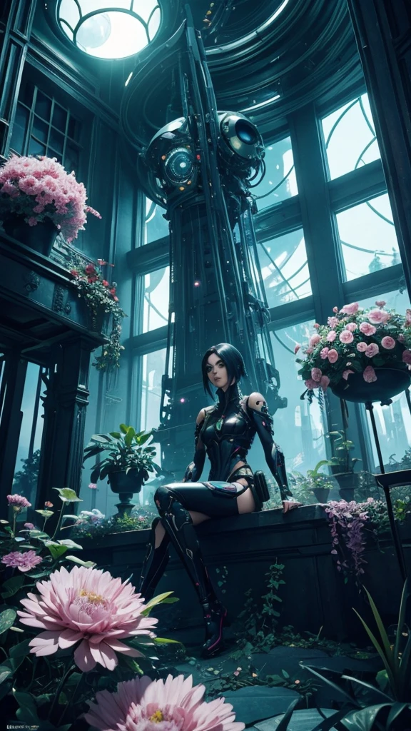 a young boy sitting in front of a giant alien plant, cgsociety 9, cgsociety ), nekro xiii, nekro iii, cgsociety, love death and robots, dreampunk romanticism artwork, kind cyborg girl with flowers, 2. 5 d cgi anime fantasy artwork, still from alita, realistic anime 3 d style, high definition cgsociety.Fan bing bing .