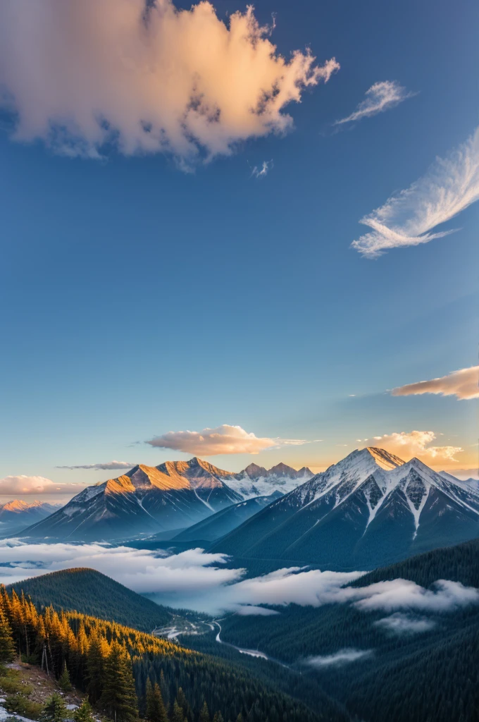 Create a anine sunrice in mountain ranges