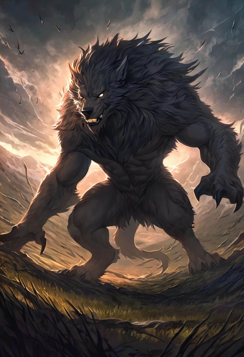 Top quality, best quality, High quality illustrations, masterpiece, Ultra-high resolution, Detailed background, Dark, Dark style, Beast field, Furry personification, Dynamic Angle, Handsome