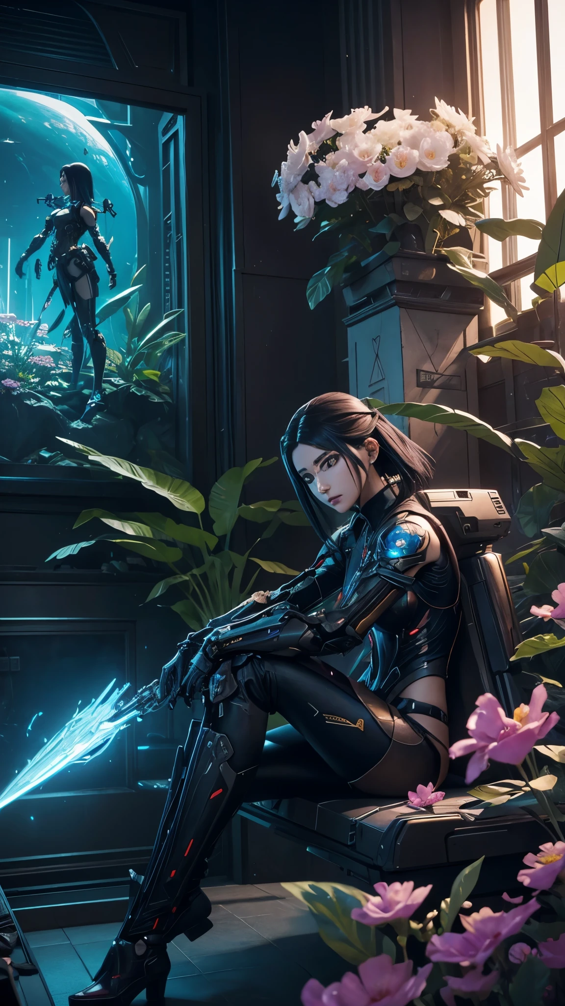 a young boy sitting in front of a giant alien plant, cgsociety 9, cgsociety ), nekro xiii, nekro iii, cgsociety, love death and robots, dreampunk romanticism artwork, kind cyborg girl with flowers, 2. 5 d cgi anime fantasy artwork, still from alita, realistic anime 3 d style, high definition cgsociety.Fan bing bing .
