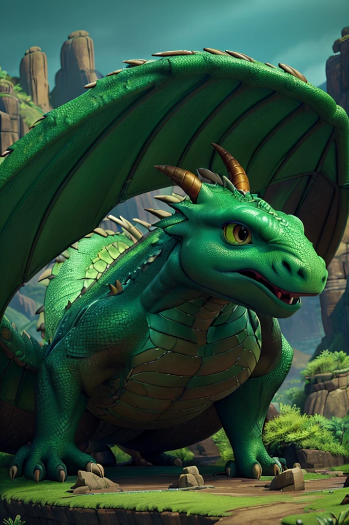 Wings of fire, dragon, female,sunny, green eyes,yellow scales,left view,cum in mouth, cum visible, full cum