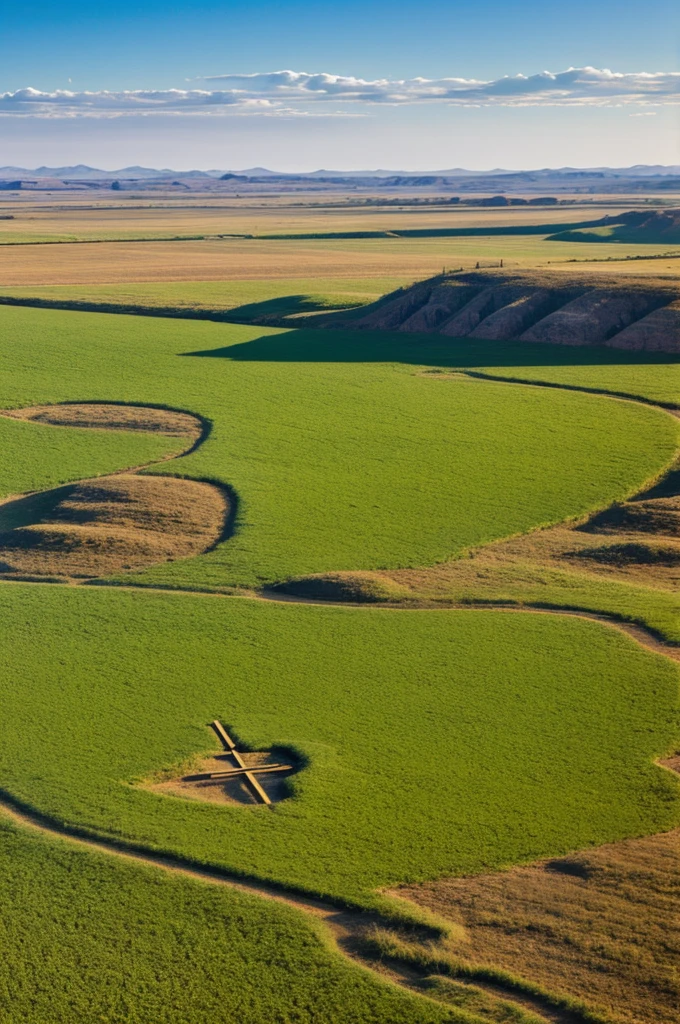 Plains landscape with Morichales forming crosses