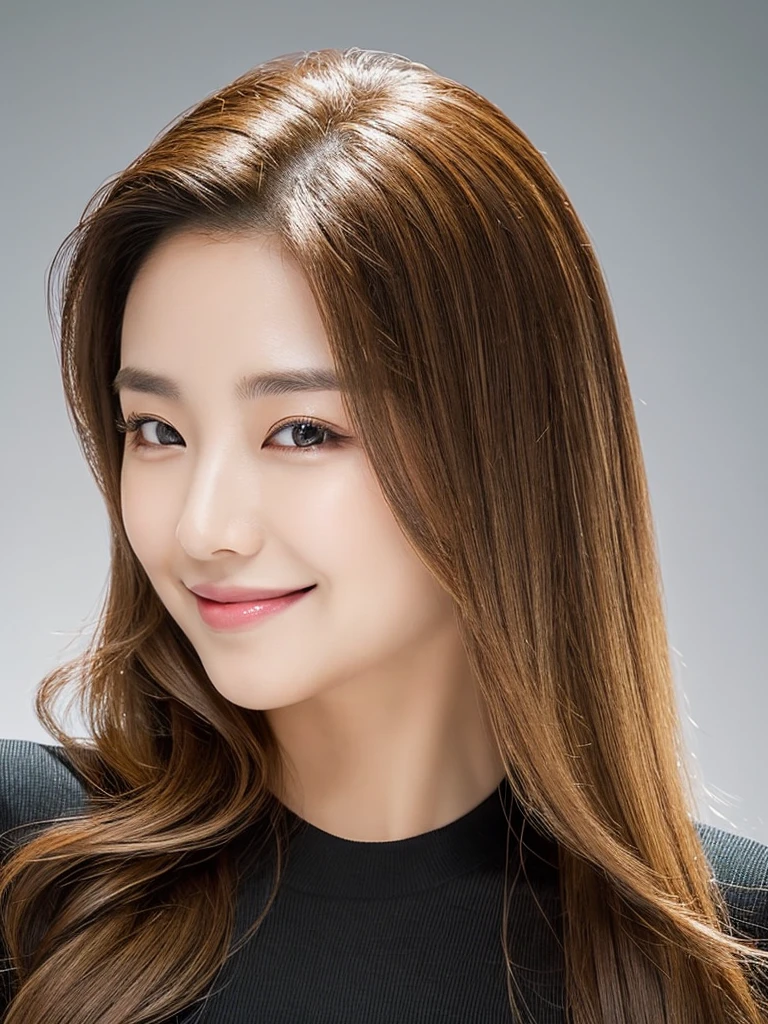 (4K, 8K, Ultra-detailed) Kwon Eun-bi is a 28-year-old South Korean young adult. Wolfcut blonde hair. Her face is slightly shorter than it is long, her chin is rounded, and her forehead and jawline are soft and curved as well as having balanced proportional with a small sign on the right side of your lip and one above your nose. Large, brown eyes are expressive and captivating.
Clear, radiant skin. Charming shy smile, her curved lips and contagious smile light up her face.
Medium height and a natural body made up of proportional curves.
She wears a Black spaghetti strap dress that highlight her beauty, elegance and curves.