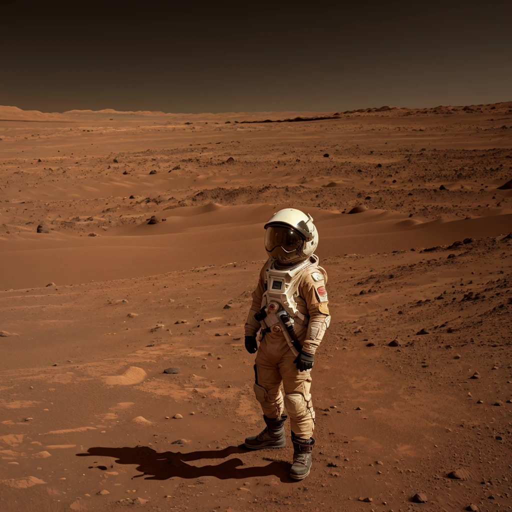 A boy stands on Mars