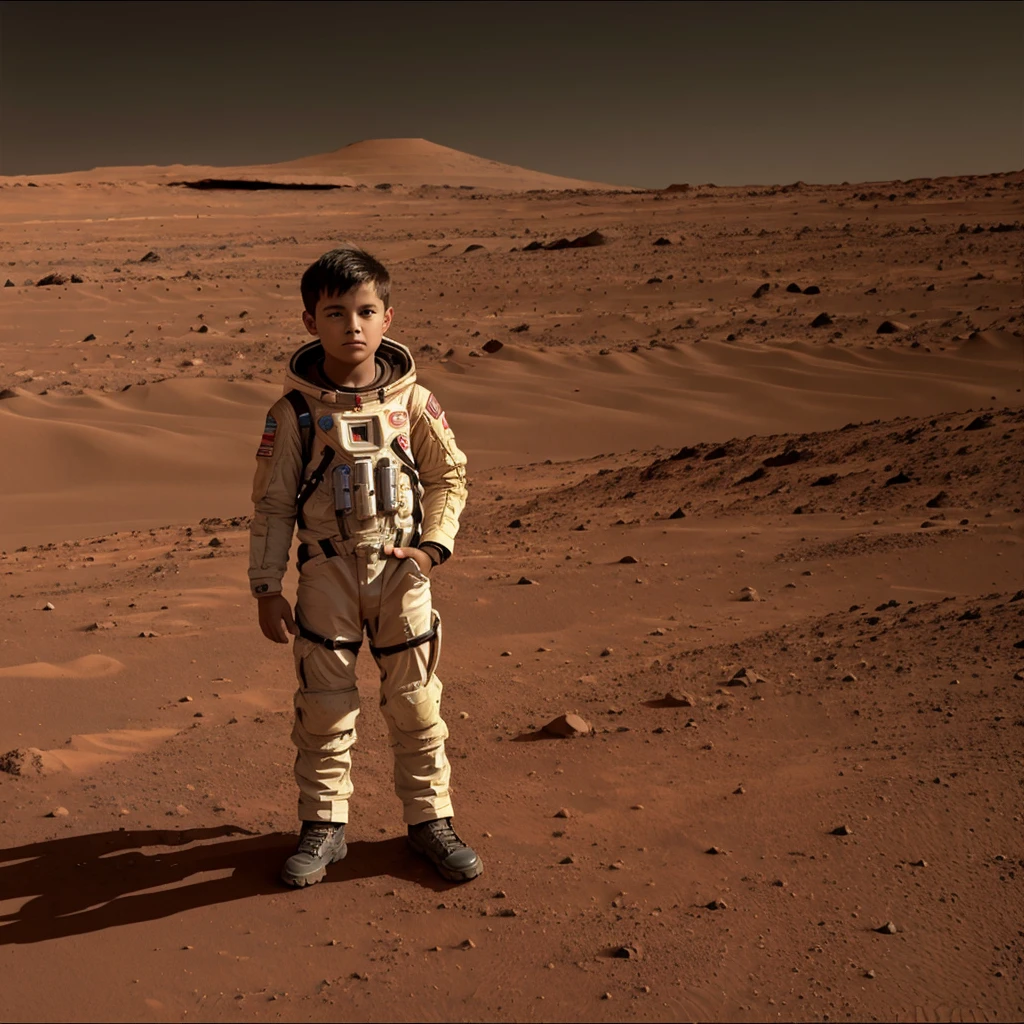 One boy stands on Mars