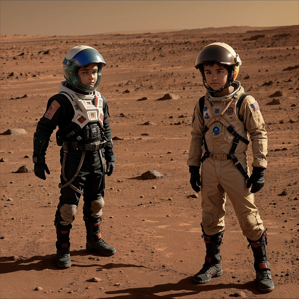 One boy stands on Mars