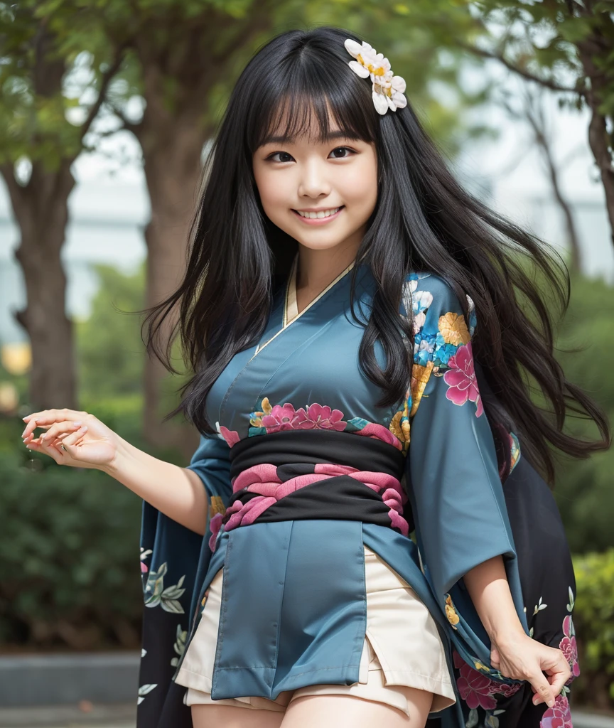 (8K、Raw photography、Highest quality、masterpiece:1.2),(Black Hair、Dark Eyes:1.9),(kimono:1.6)、View your audience,Viewed from the front,White skin,(:1.3)、(Tight waist:1.6)、(Clothes that accentuate the shape of the breasts:1.0)、(Big Breasts :1.3)、Slim figure、Ultra-high resolution,beautiful,beautiful fece,(One person、No background:1.9),whole bodyボディー,Japanese women,(reality的:1.37)、Photon Mapping,reality、(Baby-faced and cute: 1.2)、(Cute Smile: 1.8)、(Round face: 1.8)、Radio City、Physically Based Rendering、Depth of field rally background、photograph, (I can see your knees、Thigh close-up:1.8),(:1.6),whole body、Great quality