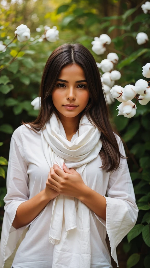 Woman holding soft cotton handkerchief 