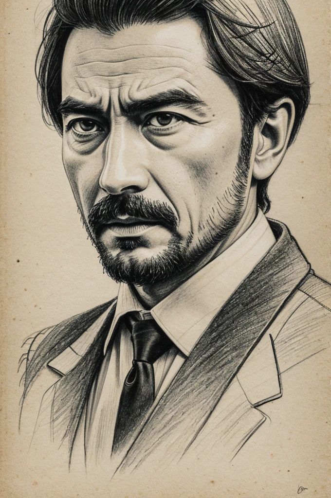 Drawing of the work The Master by Enrique Buenaventura