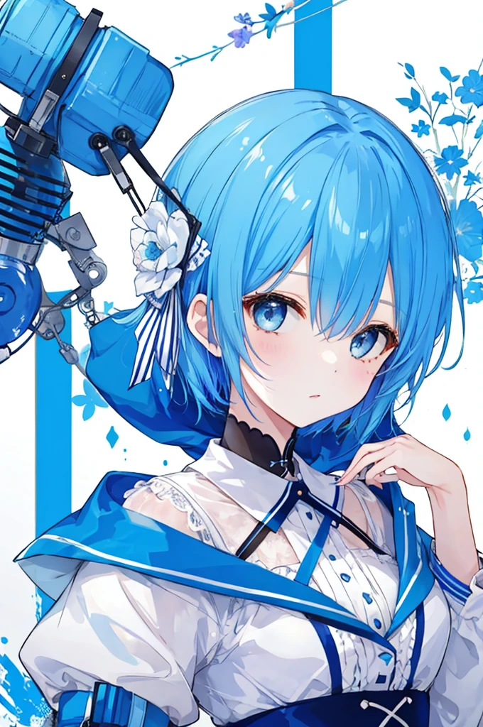 Girl、Blue hair short、Sexy