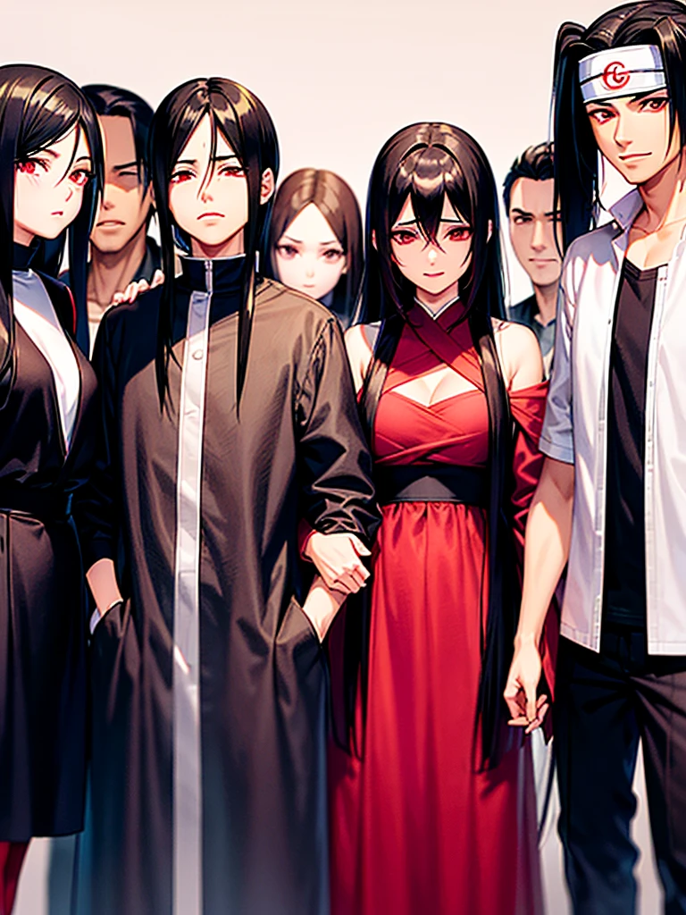 naughty man, itachi uchiha, Woman with black hair, itachi uchiha, big hair woman, 1 girl, 1 naughty man, Couple, itachi uchiha, A girl, standing together, itachi next to a , Couple standing together, itachi uchiha