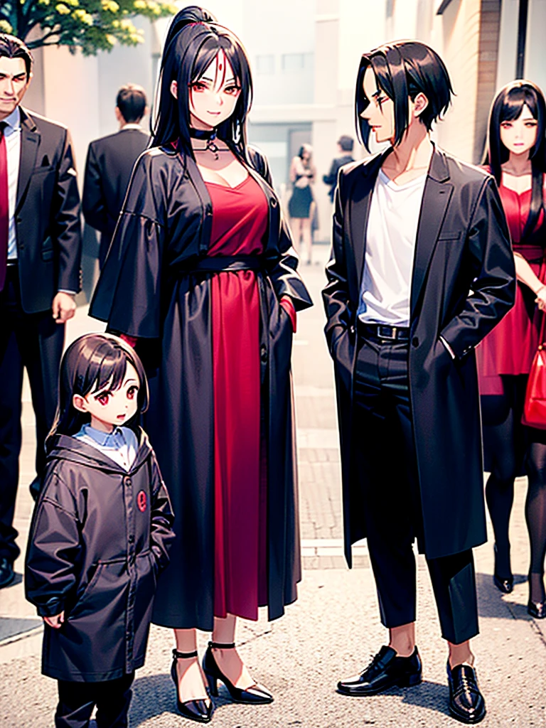naughty man, itachi uchiha, Woman with black hair, itachi uchiha, big hair woman, 1 girl, 1 naughty man, Couple, itachi uchiha, A girl, standing together, itachi next to a , Couple standing together, itachi uchiha