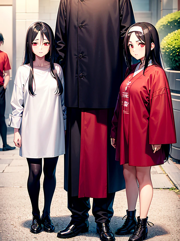 naughty man, itachi uchiha, Woman with black hair, itachi uchiha, big hair woman, 1 girl, 1 naughty man, Couple, itachi uchiha, A girl, standing together, itachi next to a , Couple standing together, itachi uchiha