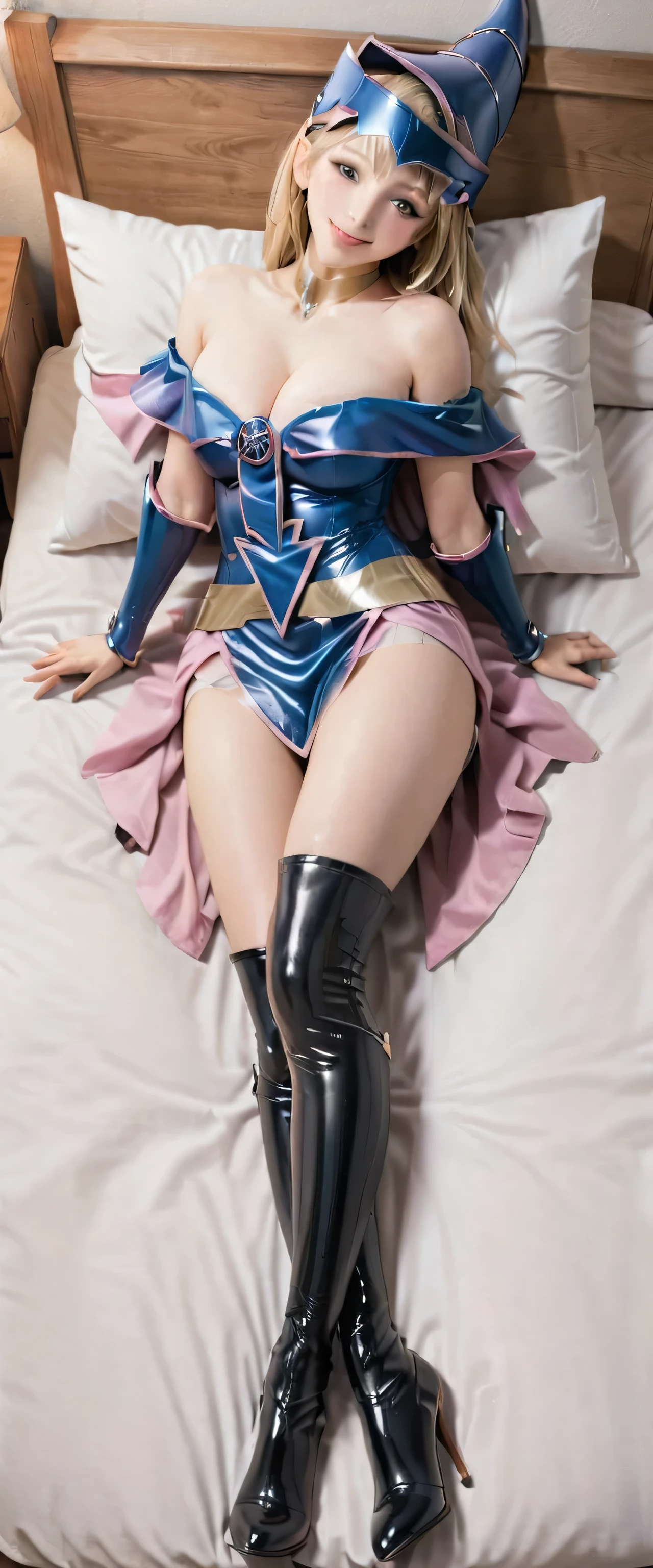 1 girl, realistic, dakimakura, Dark magician girl, in bed, high heel boots, Best quality, masterpiece
Waiting to start 
