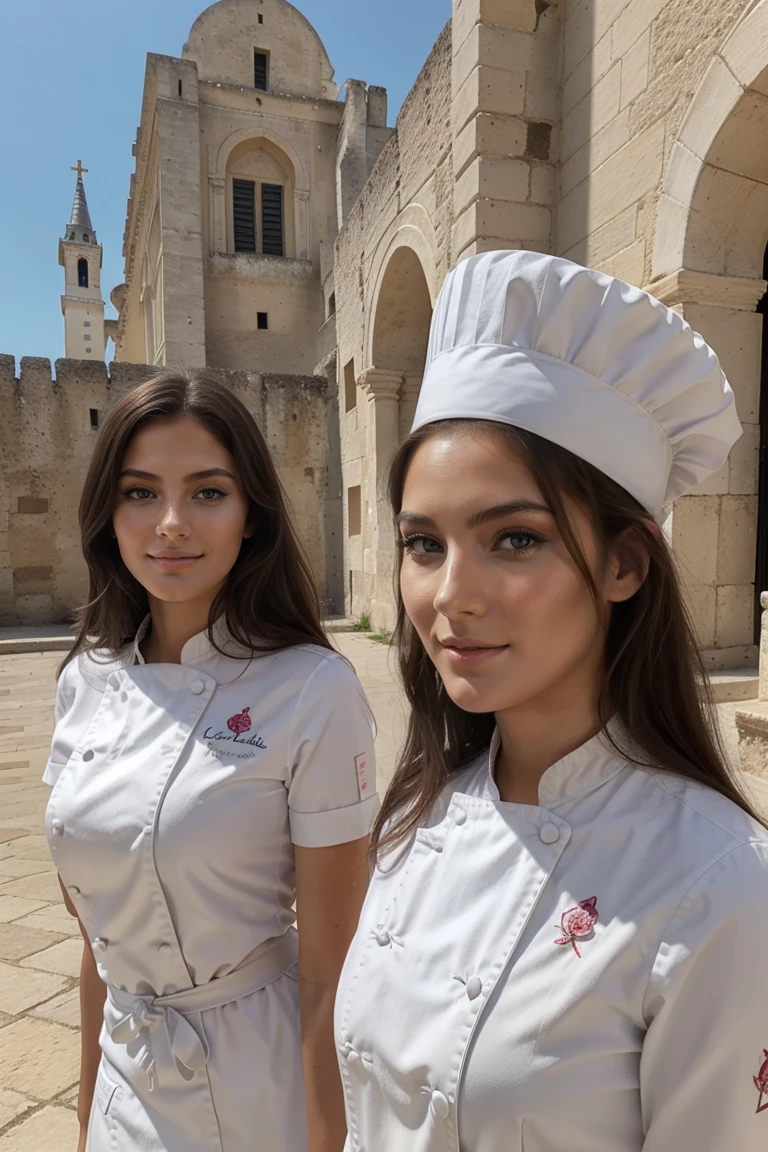 La mannequins Instagram pose à la cathédrale de carthage, en vêtements chic, tout le corps, beaux yeux détaillés, lèvres magnifiquement détaillées, yeux et visage extrêmement détaillés, court, belle rose Haar ((meilleure qualité)), ((Chef-d'œuvre)), (détaillé), visage parfait, tout le corps, sourire