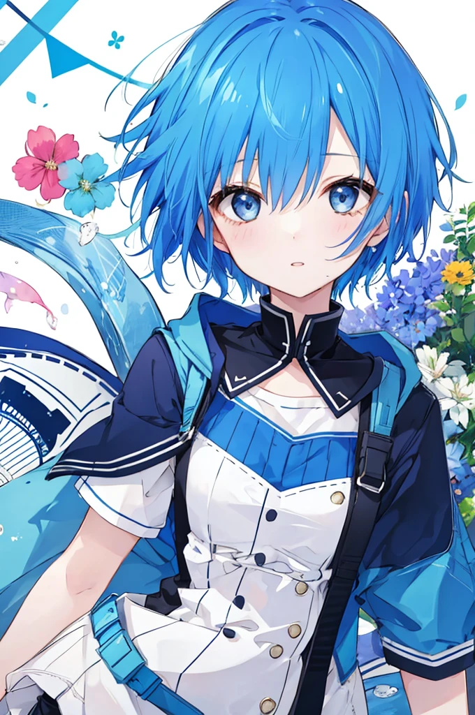 Girl、Blue hair short、Sexy