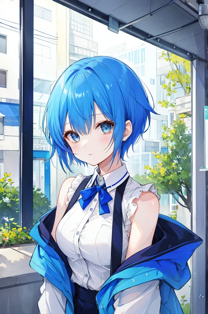 Girl、Blue hair short、Sexy