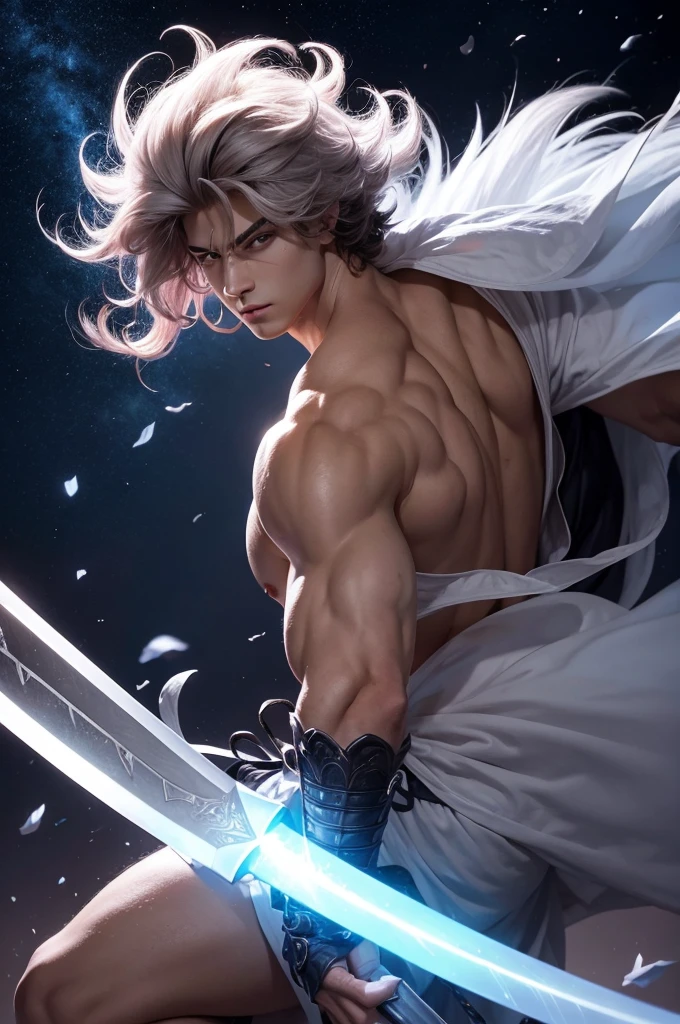 Big hair boy from another world with a sword 