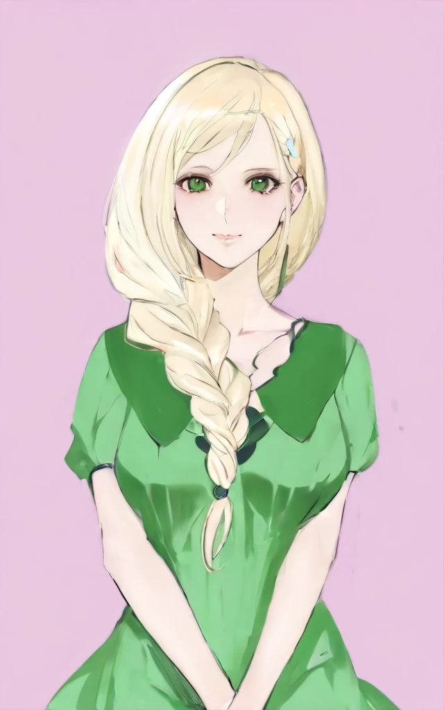 a cartoon picture of a blonde woman with long hair and a green dress, blonde anime girl with long hair, rena nounen style 3/4, blonde - haired princess, shikamimi, marin kitagawa fanart, she has blond hair, shirabii, made with anime painter studio, loli in dress, anime style portrait, blond hair green eyes