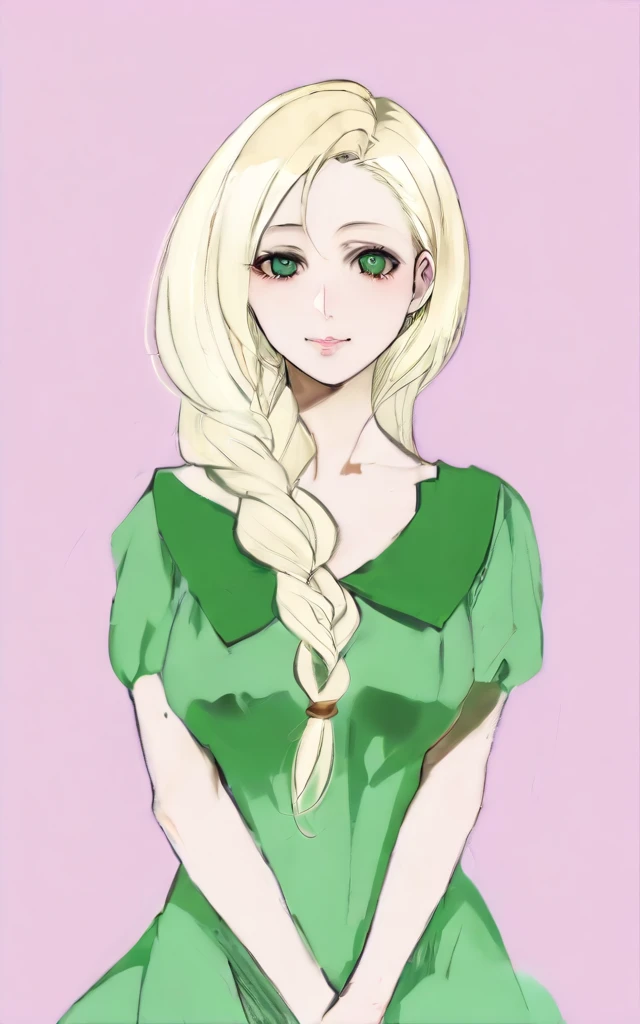 a cartoon picture of a blonde woman with long hair and a green dress, blonde anime girl with long hair, rena nounen style 3/4, blonde - haired princess, shikamimi, marin kitagawa fanart, she has blond hair, shirabii, made with anime painter studio, loli in dress, anime style portrait, blond hair green eyes
