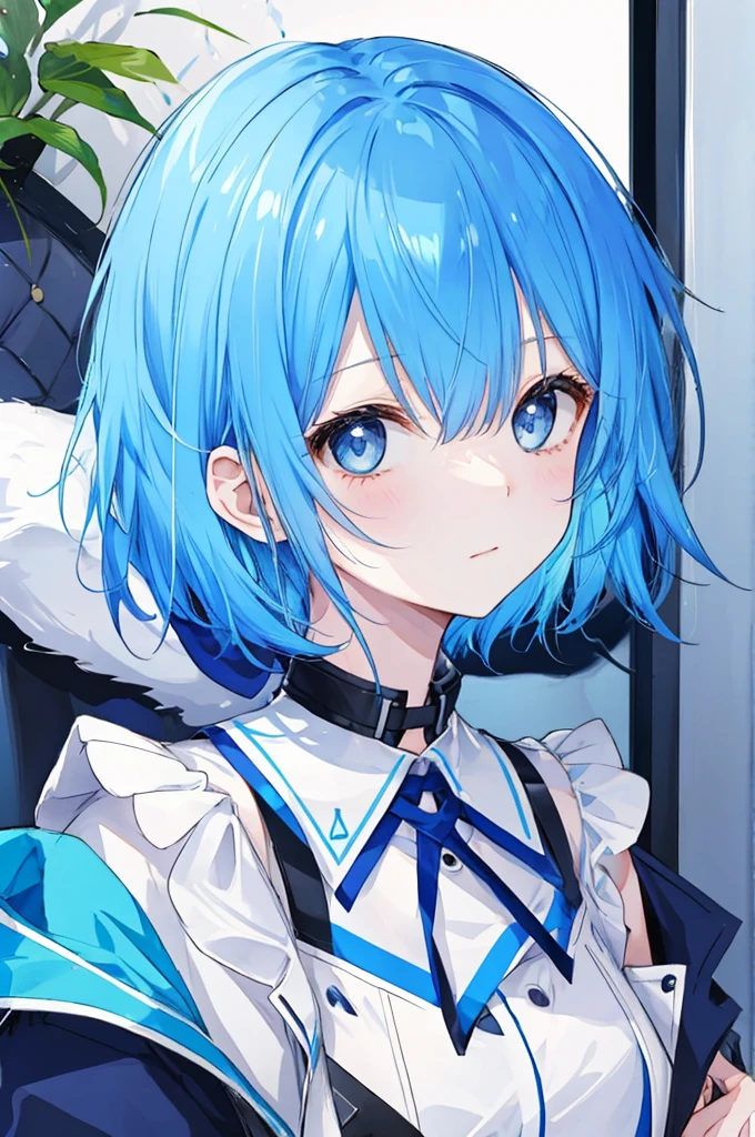 Girl、Blue hair short、Sexy