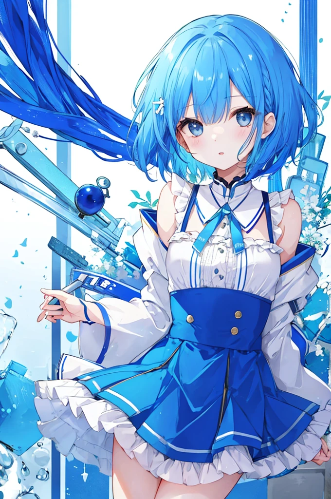 Girl、Blue hair short、Sexy